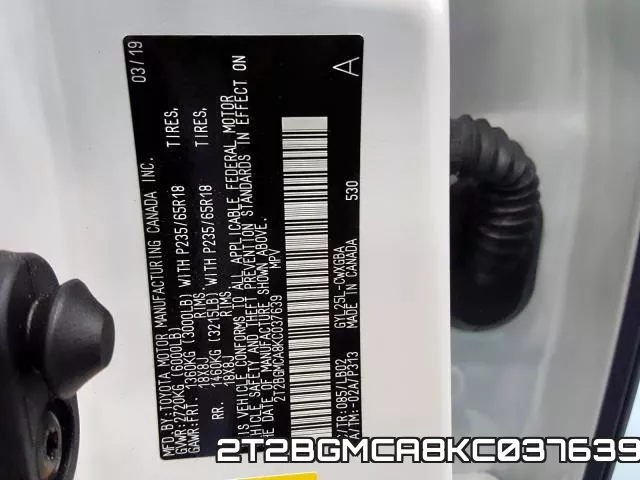 2T2BGMCA8KC037639 фото 2