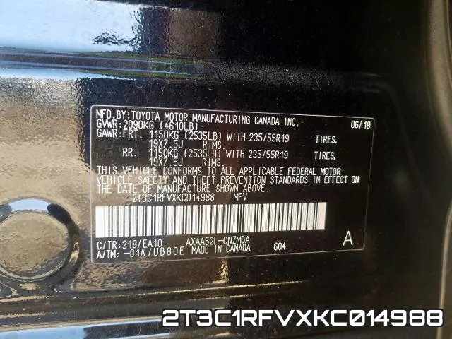 2T3C1RFVXKC014988 фото 2