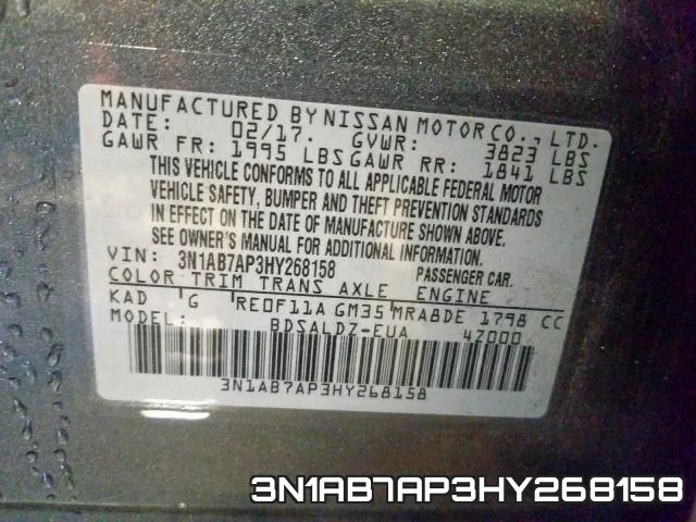 3N1AB7AP3HY268158 фото 2