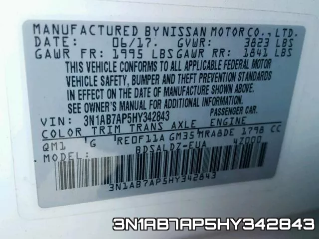 3N1AB7AP5HY342843 фото 2