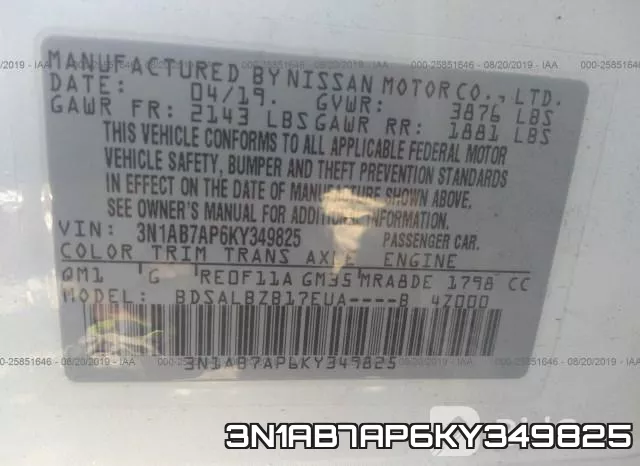 3N1AB7AP6KY349825 фото 7