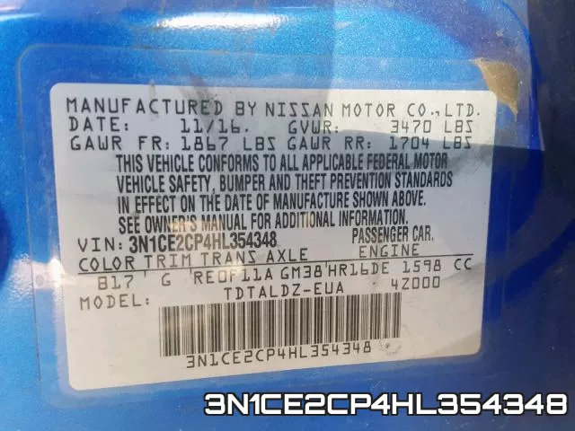 3N1CE2CP4HL354348 фото 2