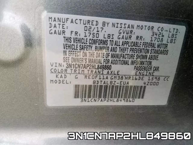 3N1CN7AP2HL849860 фото 2