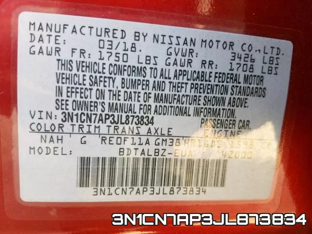 3N1CN7AP3JL873834 фото 2