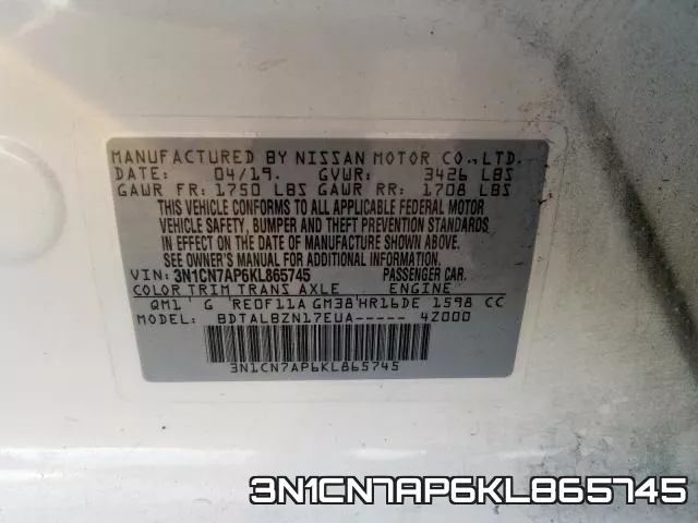 3N1CN7AP6KL865745 фото 2