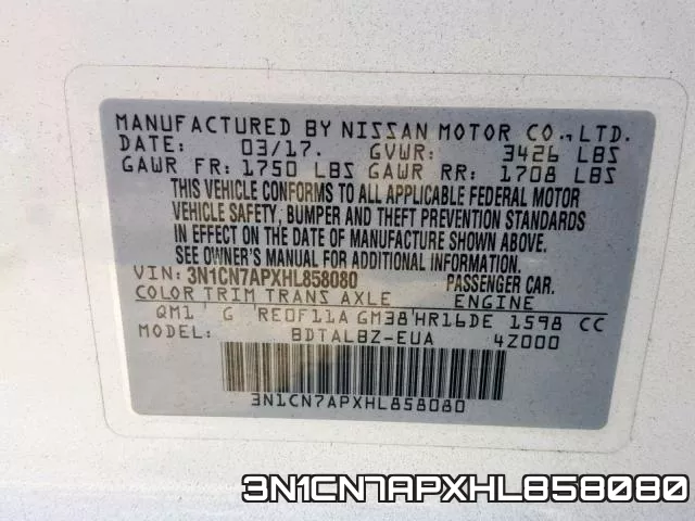 3N1CN7APXHL858080 фото 2