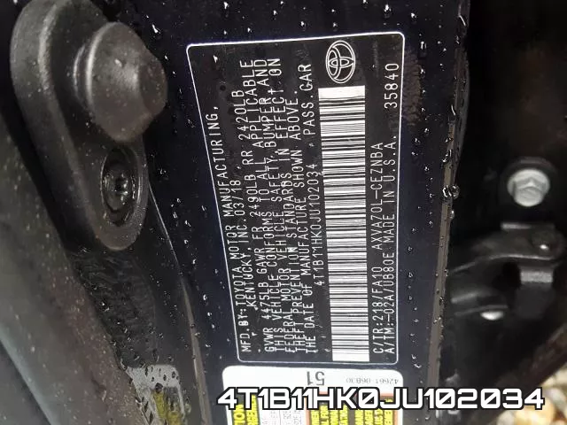 4T1B11HK0JU102034 фото 2