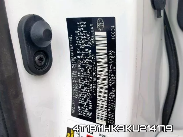 4T1B11HK3KU214179 фото 2