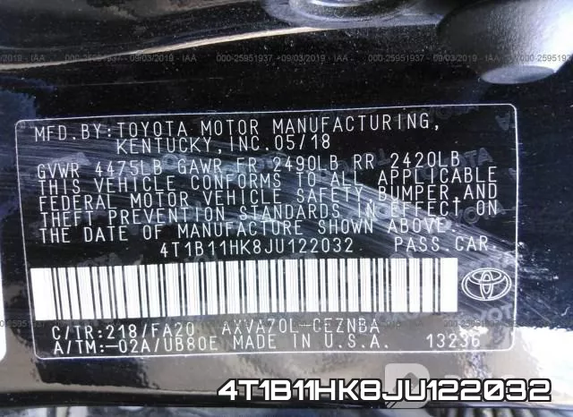 4T1B11HK8JU122032 фото 10