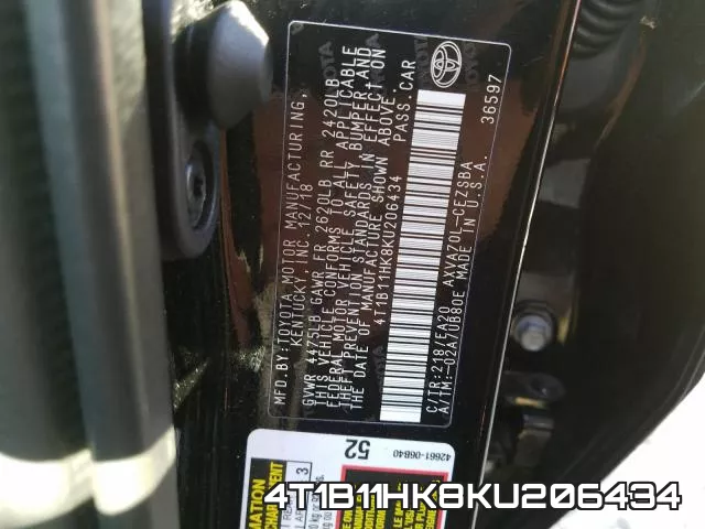4T1B11HK8KU206434 фото 2