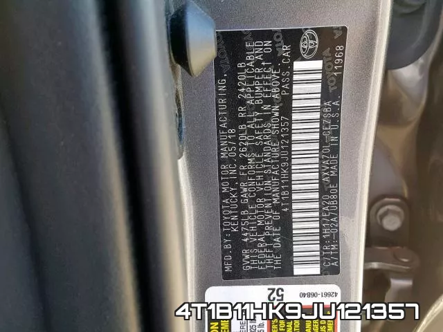 4T1B11HK9JU121357 фото 2