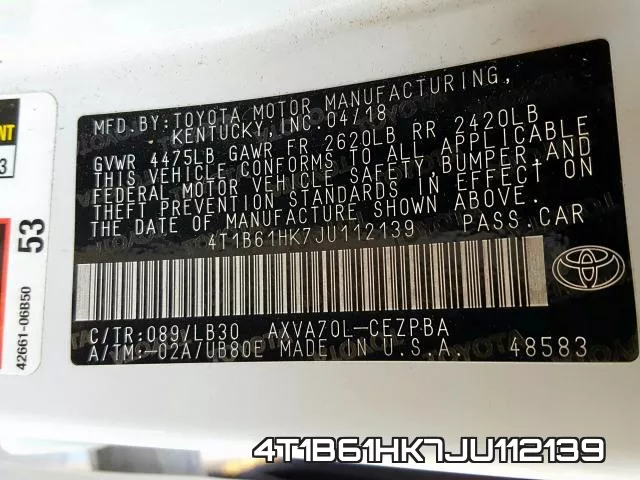 4T1B61HK7JU112139 фото 2
