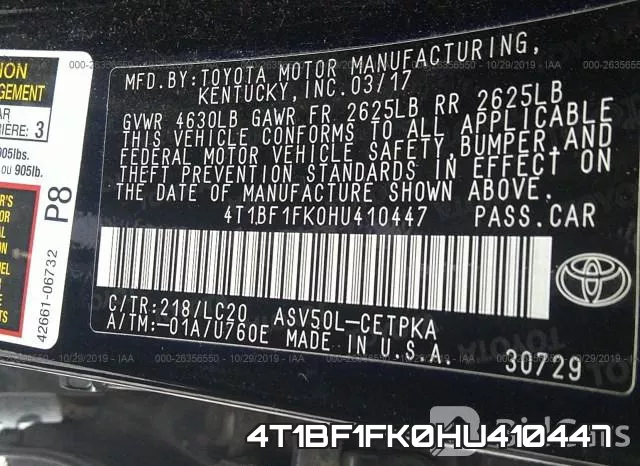 4T1BF1FK0HU410447 фото 7