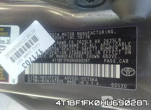 4T1BF1FK0HU690287 фото 7
