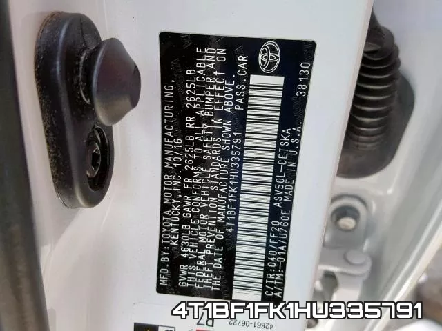4T1BF1FK1HU335791 фото 2