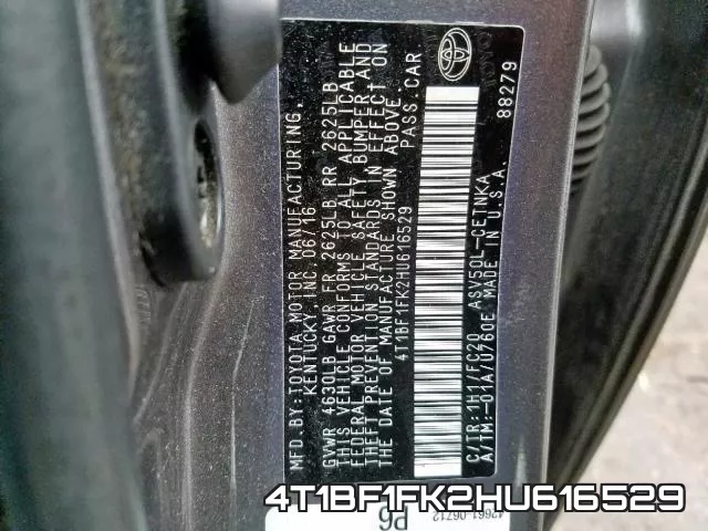 4T1BF1FK2HU616529 фото 2