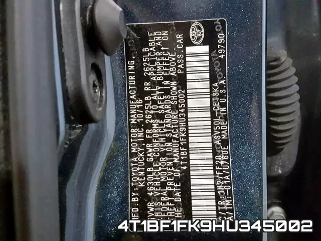 4T1BF1FK9HU345002 фото 2