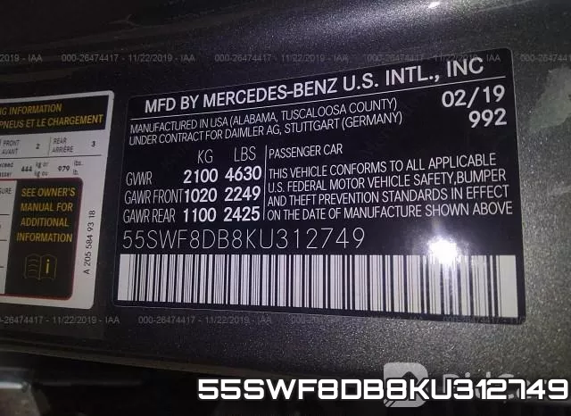 55SWF8DB8KU312749 фото 10