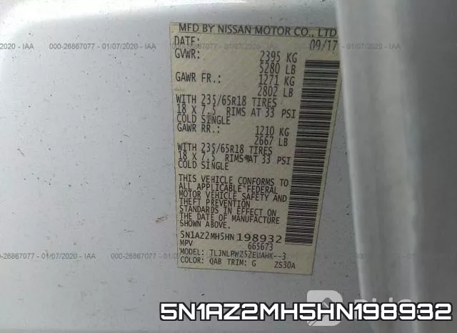5N1AZ2MH5HN198932 фото 10