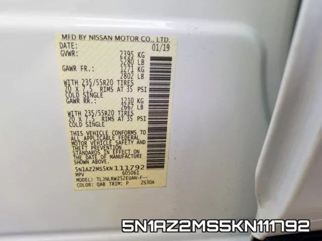 5N1AZ2MS5KN111792 фото 2