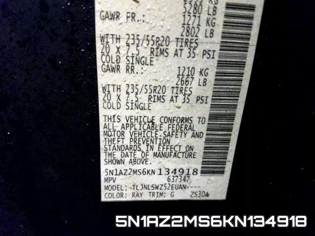5N1AZ2MS6KN134918 фото 2