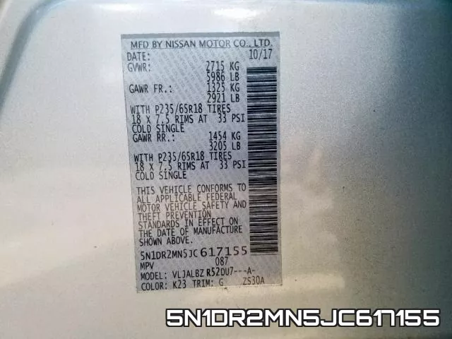 5N1DR2MN5JC617155 фото 2