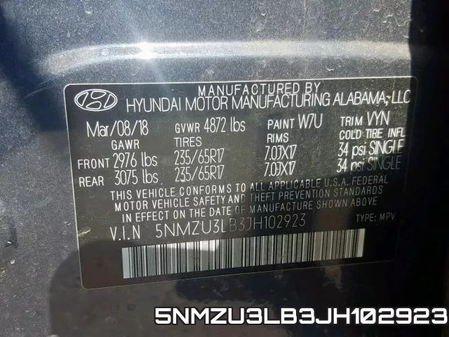 5NMZU3LB3JH102923 фото 2
