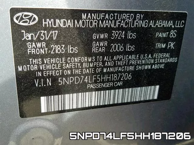 5NPD74LF5HH187206 фото 2