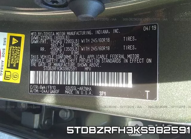 5TDBZRFH3KS982591 фото 9
