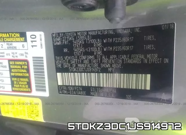 5TDKZ3DC1JS914972 фото 10