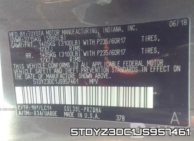 5TDYZ3DC1JS957461 фото 8