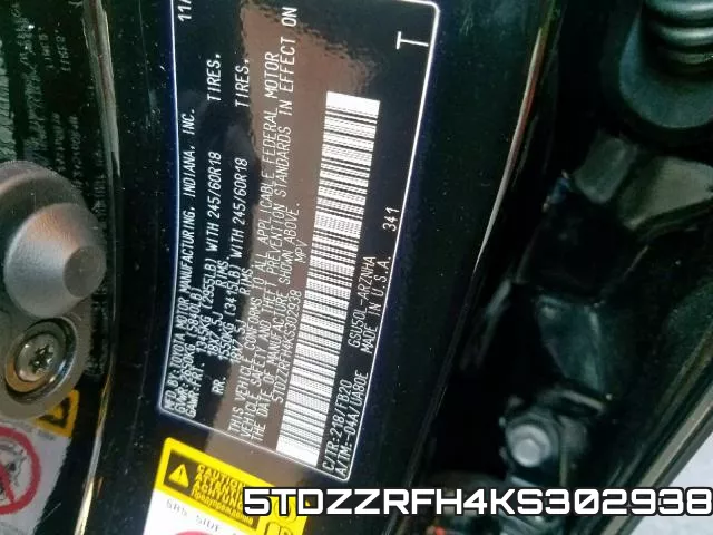 5TDZZRFH4KS302938 фото 2