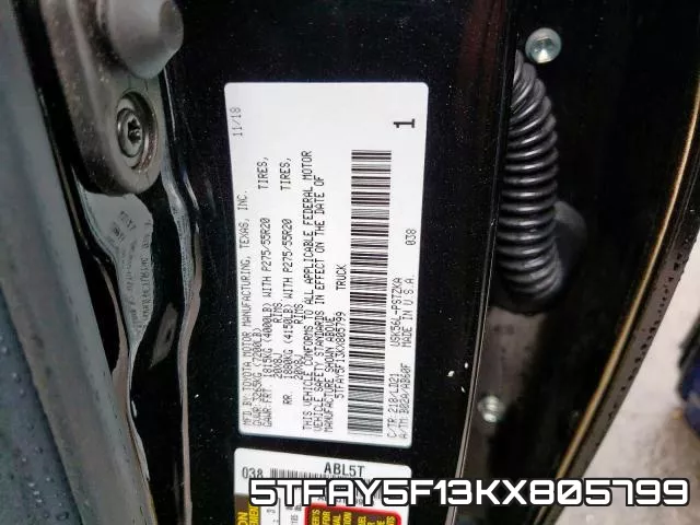 5TFAY5F13KX805799 фото 2