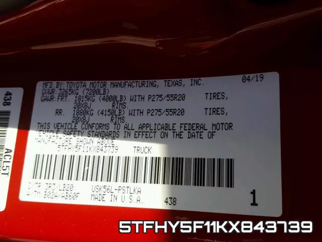 5TFHY5F11KX843739 фото 2