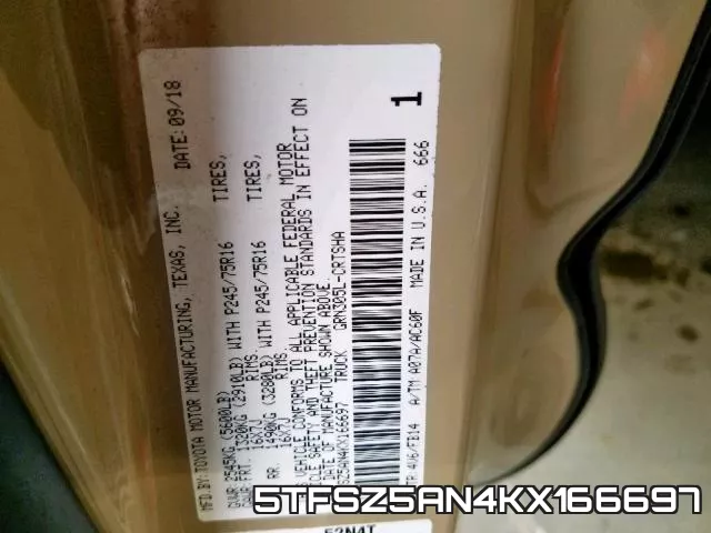 5TFSZ5AN4KX166697 фото 2
