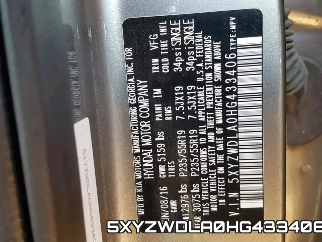 5XYZWDLA0HG433406 фото 2
