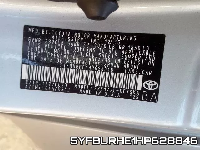 5YFBURHE1HP628846 фото 2