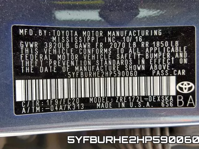 5YFBURHE2HP590060 фото 2