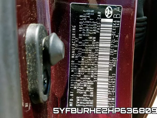 5YFBURHE2HP636809 фото 2