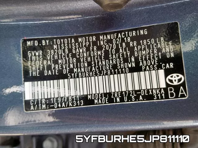 5YFBURHE5JP811110 фото 2