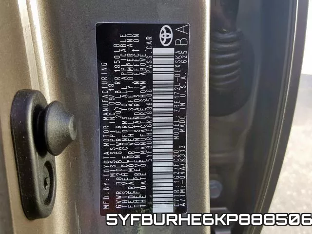 5YFBURHE6KP888506 фото 2