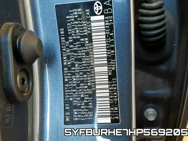 5YFBURHE7HP569205 фото 2