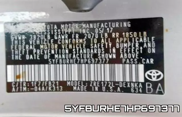 5YFBURHE7HP697377 фото 2