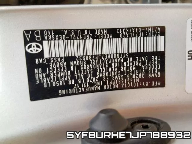 5YFBURHE7JP788932 фото 2