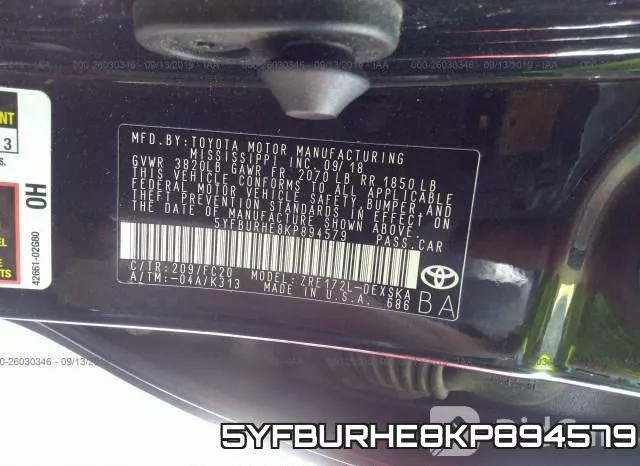 5YFBURHE8KP894579 фото 9