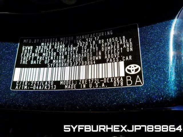 5YFBURHEXJP789864 фото 2