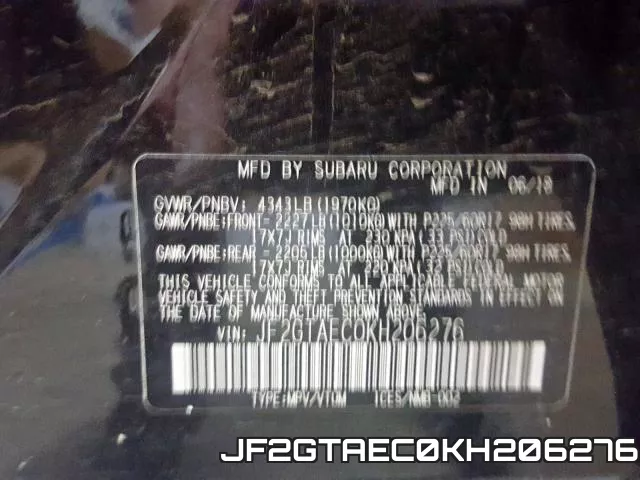 JF2GTAEC0KH206276 фото 2