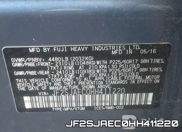 JF2SJAEC0HH411220 фото 10