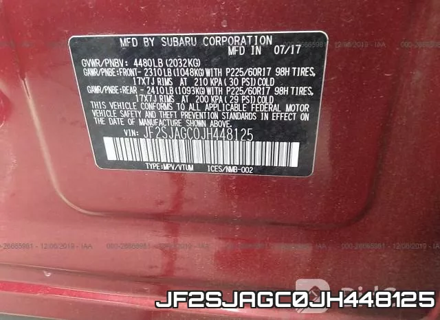 JF2SJAGC0JH448125 фото 9