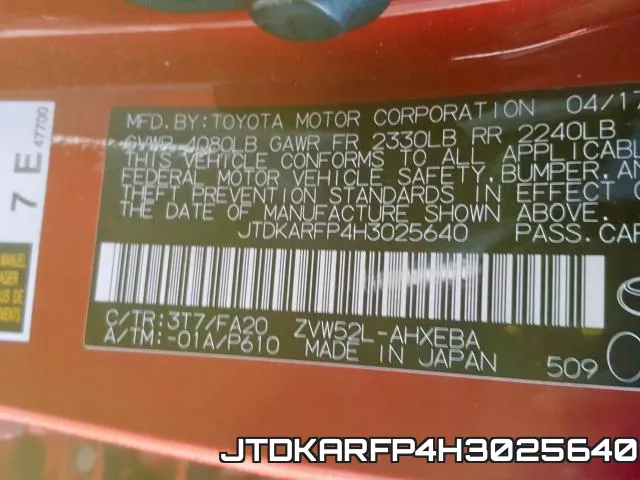 JTDKARFP4H3025640 фото 2